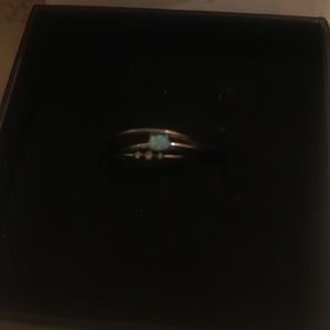Fine silver and opal ring set